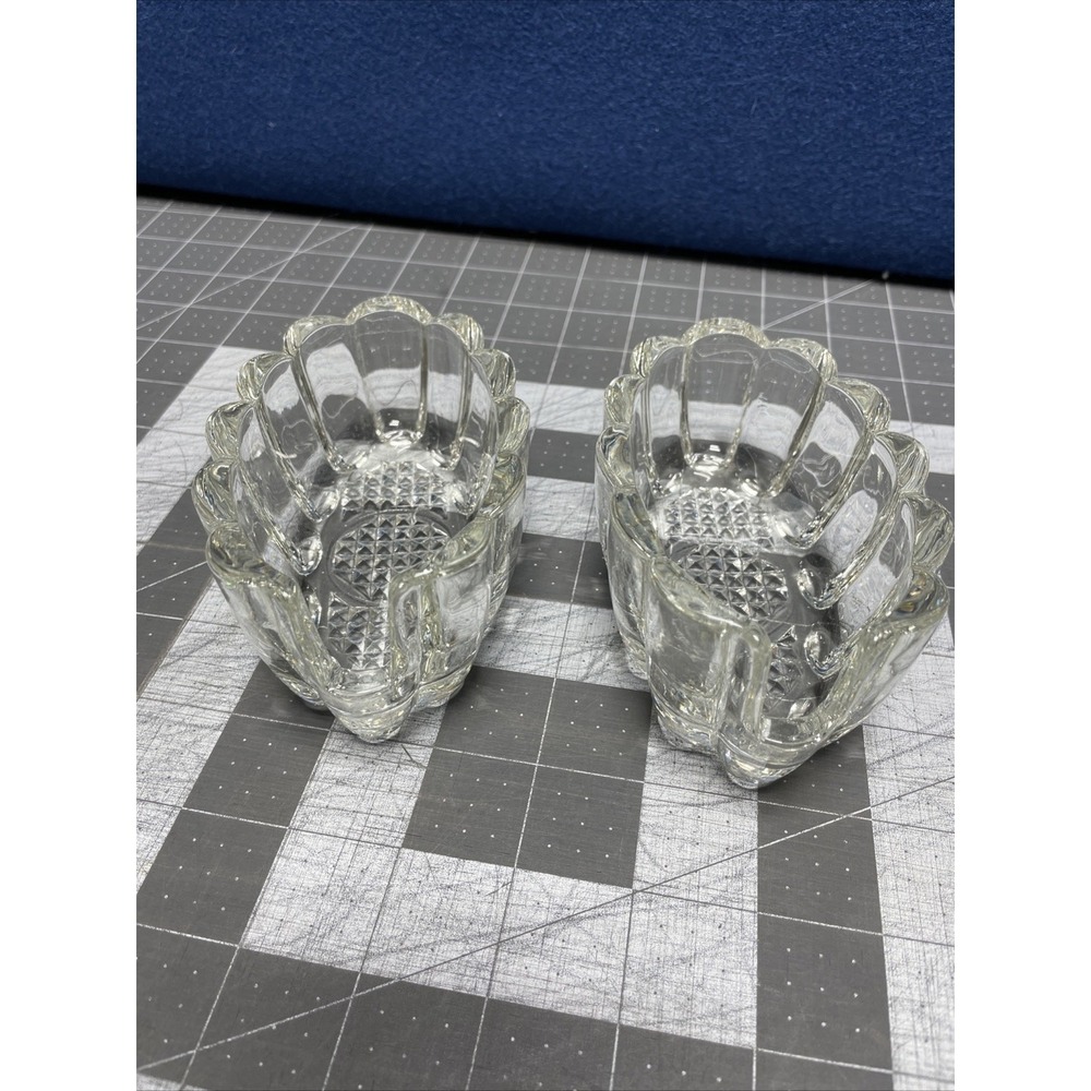 2 Princess House Crystal Spoon Fork Buffet Silverware Rest Holder